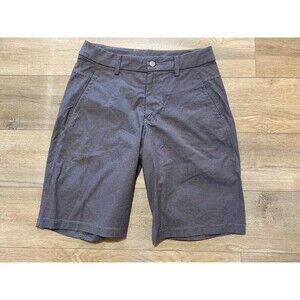 Lululemon Kahuna Mens 30X11 Golf Casual Gray Plaid Pockets Bermuda Shorts